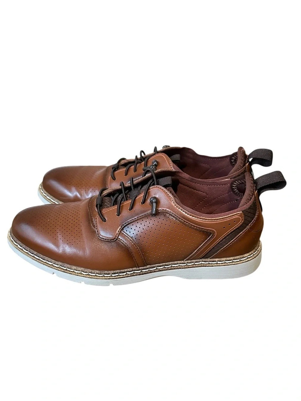 Stacy Adams Sync Big Boys Oxford Dress Sneakers Cognac Brown Size 4